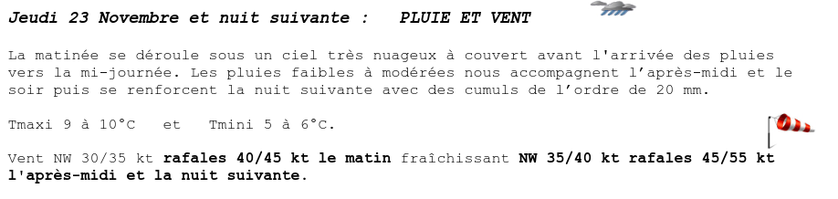 Bulletin météo pour la première manip’